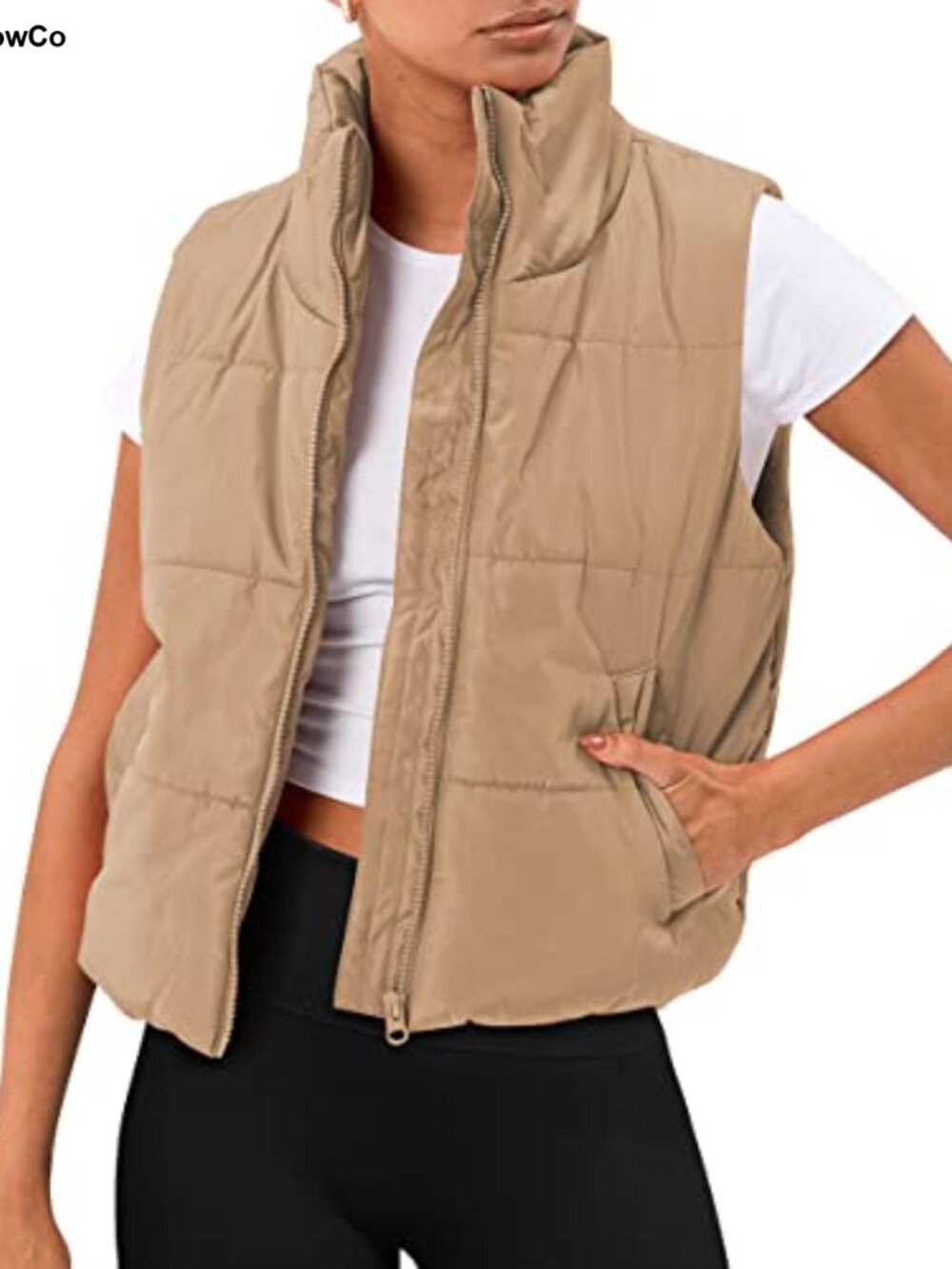 Womens Puffer Vest Cropped Lightweight Sleeveless Zip Quilted Layer
